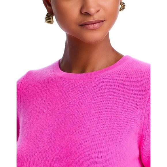 C by Bloomingdale's Women Pink Fuchsia Cashmere Short Sleeve Casual Top Size M - Picture 5 of 6